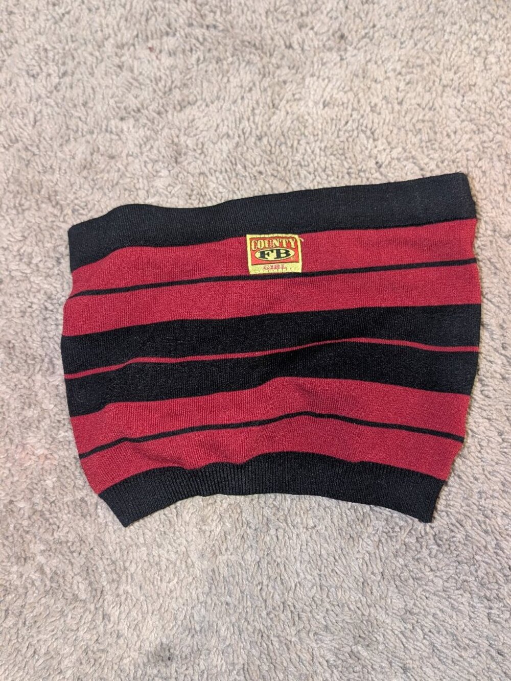 Red and Black Striped Tube Top Biker Y2k Streetwear Bandeau